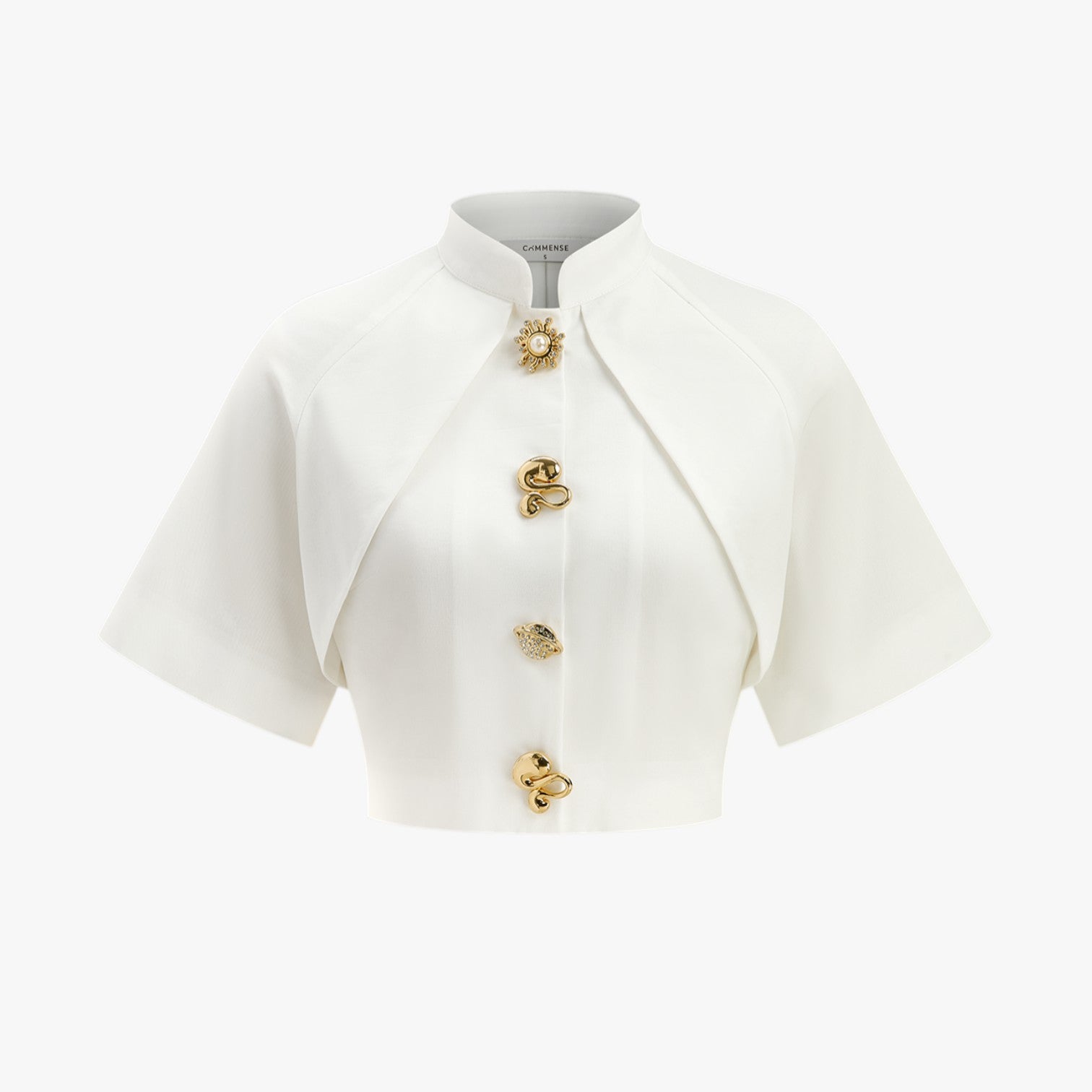 Janella | Dekorativ kort metallskjorte - Hvid - Janella | Dekorativ kort metallskjorte- €25 - {{ product_tags }