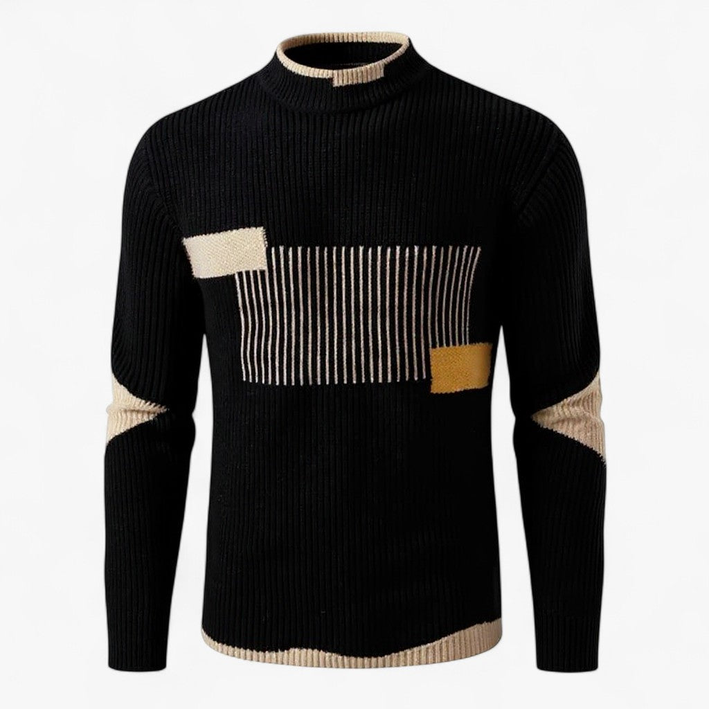 Nikolai | Moderne Sweatshirt med Geometrisk Mønster - Sort Linje - Sweatshirts - {{ product_tags }
