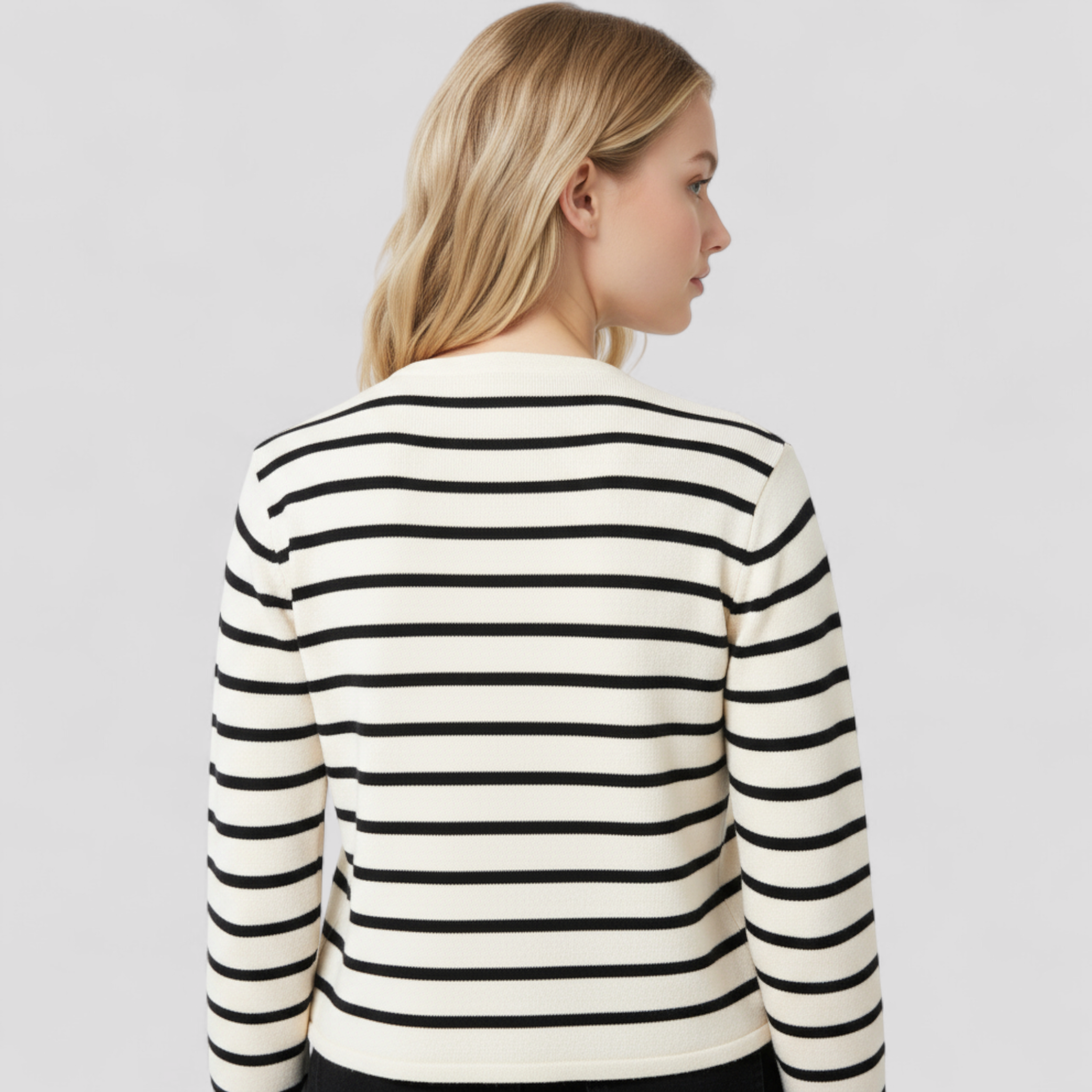 Nyk | Klassisk stripet komfort-cardigan tidløs med elegante detaljer - - women's fashion - {{ product_tags }