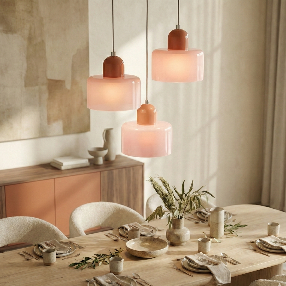 Bauhaus Farvet Glas Pendellampe - Justerbar Højde - - Home Decor - {{ product_tags }