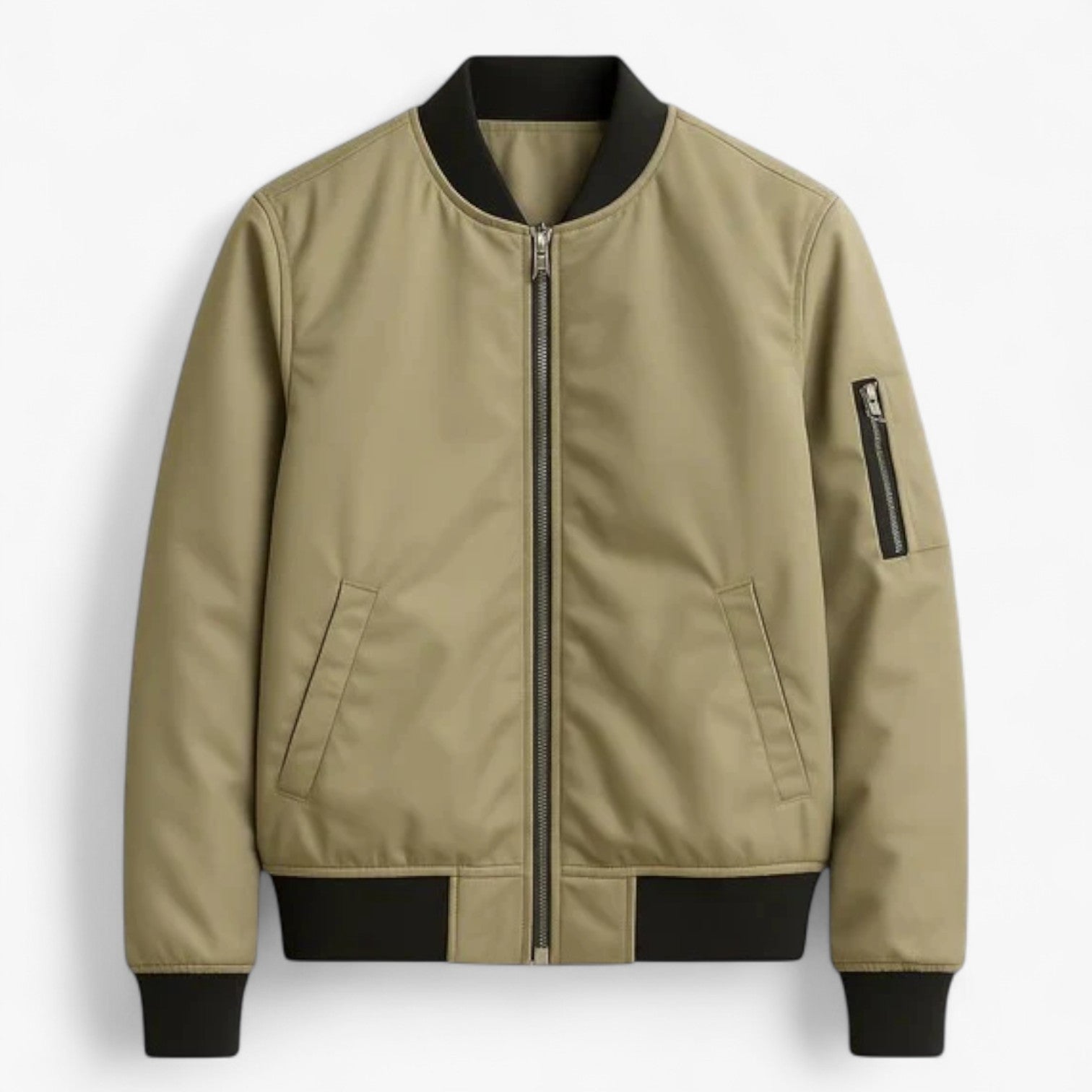 Finn | Mænds Minimalistisk Jakke med Lynlås - Beige - Herrejakker - {{ product_tags }