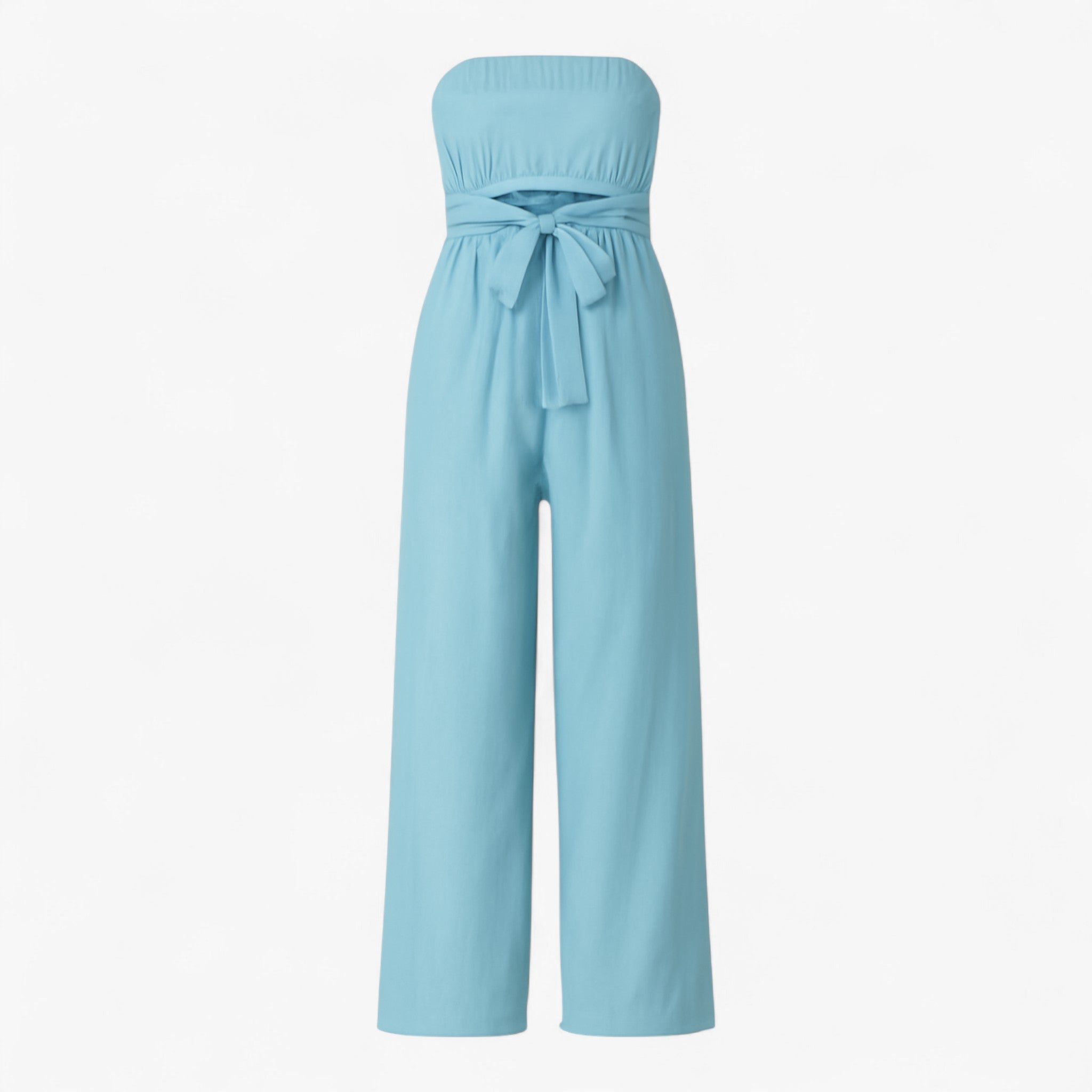 Bella | Sommerdragt uden stropper med brede ben - Lyseblå - Bella | Sommerdragt uden stropper med brede ben - €25 - {{ product_tags }