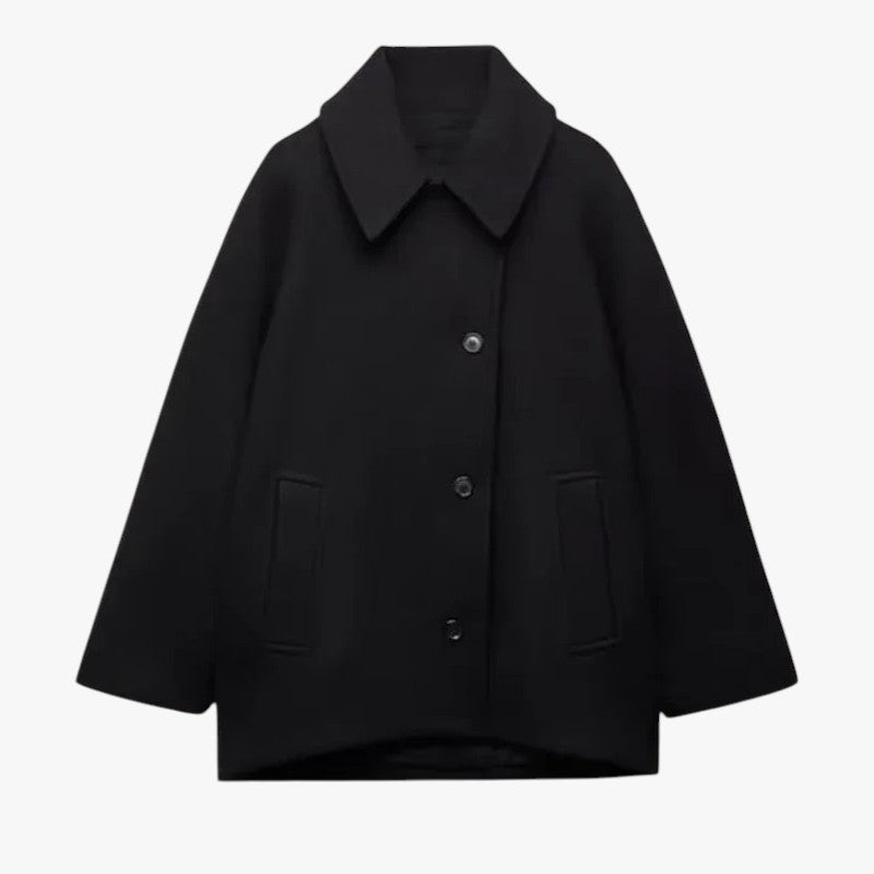 Livia | Dame Oversize Uld Frakke til Vinter - Sort - Damefrakker og jakker - {{ product_tags }