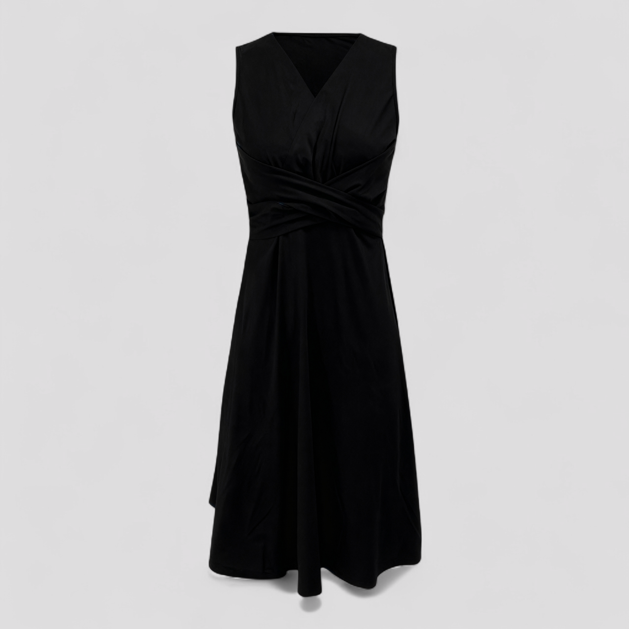 Elliana | elegant sommermidikjole uden ærmer med V-udskæring og blomsterprint - Sort - Elliana | elegant sommermidikjole uden ærmer med V-udskæring og blomsterprint - €25 - {{ product_tags }