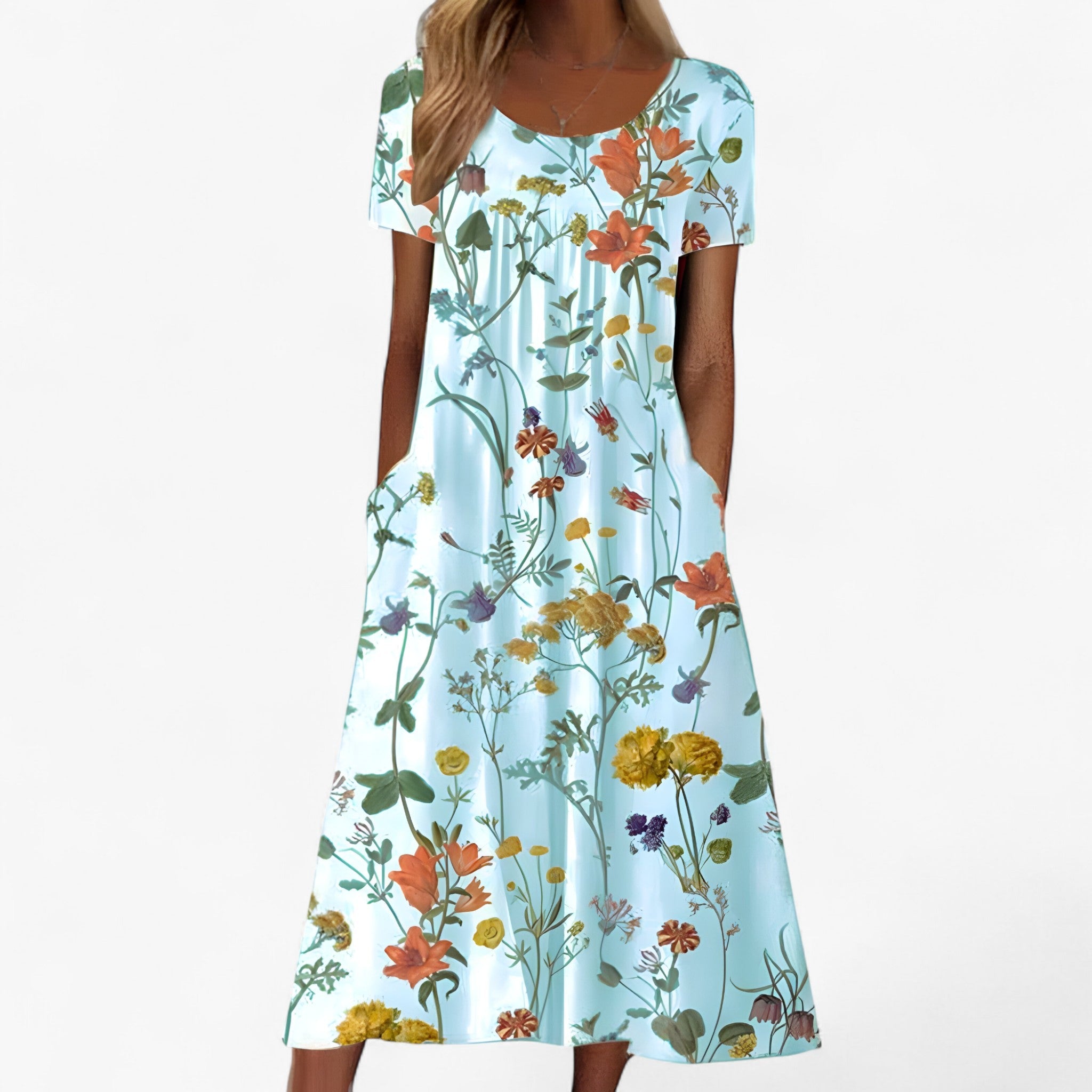 Isay | Boho blomsterkjole med badedragt - Lyseblå - women's fashion - {{ product_tags }