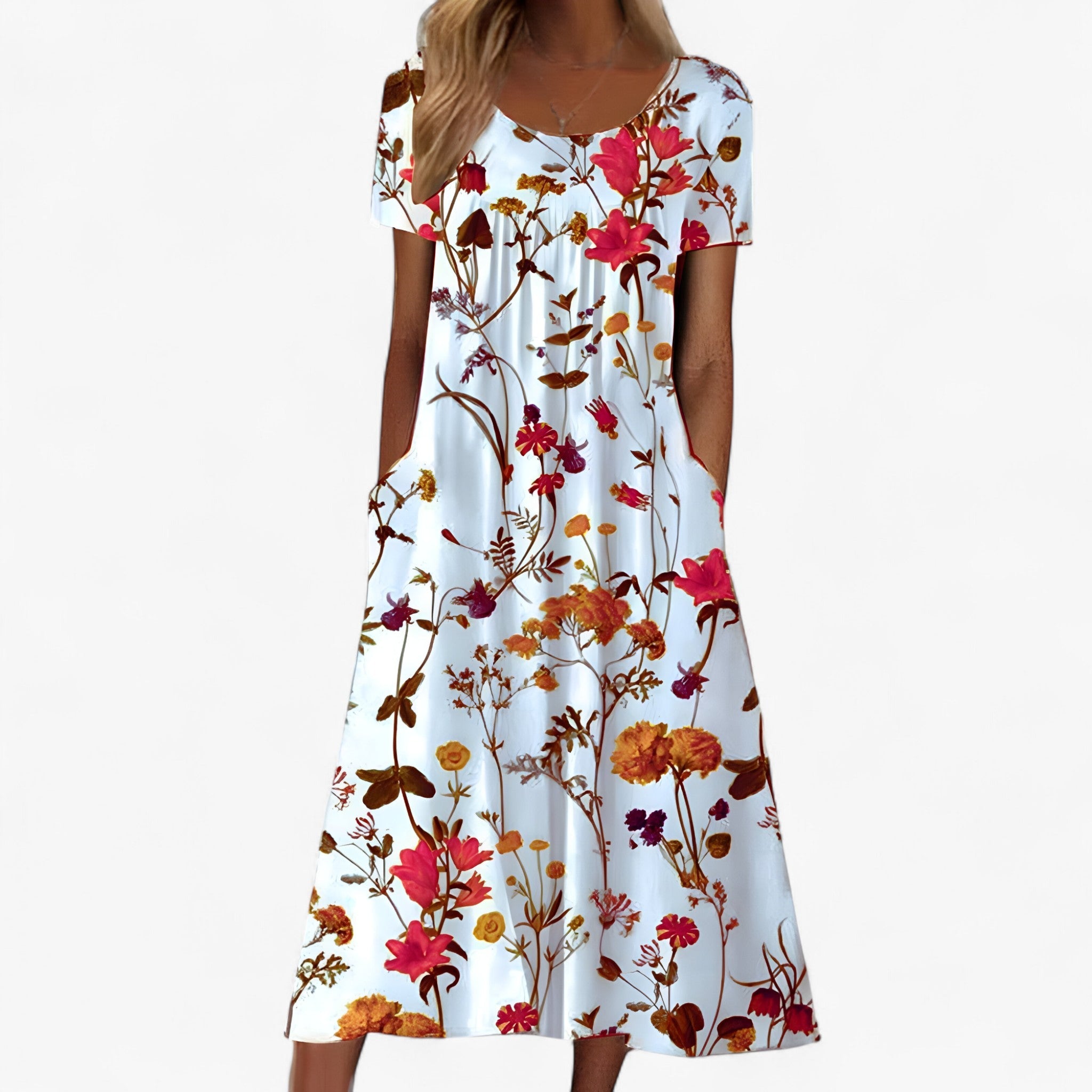 Isay | Boho blomsterkjole med badedragt - Hvid - women's fashion - {{ product_tags }