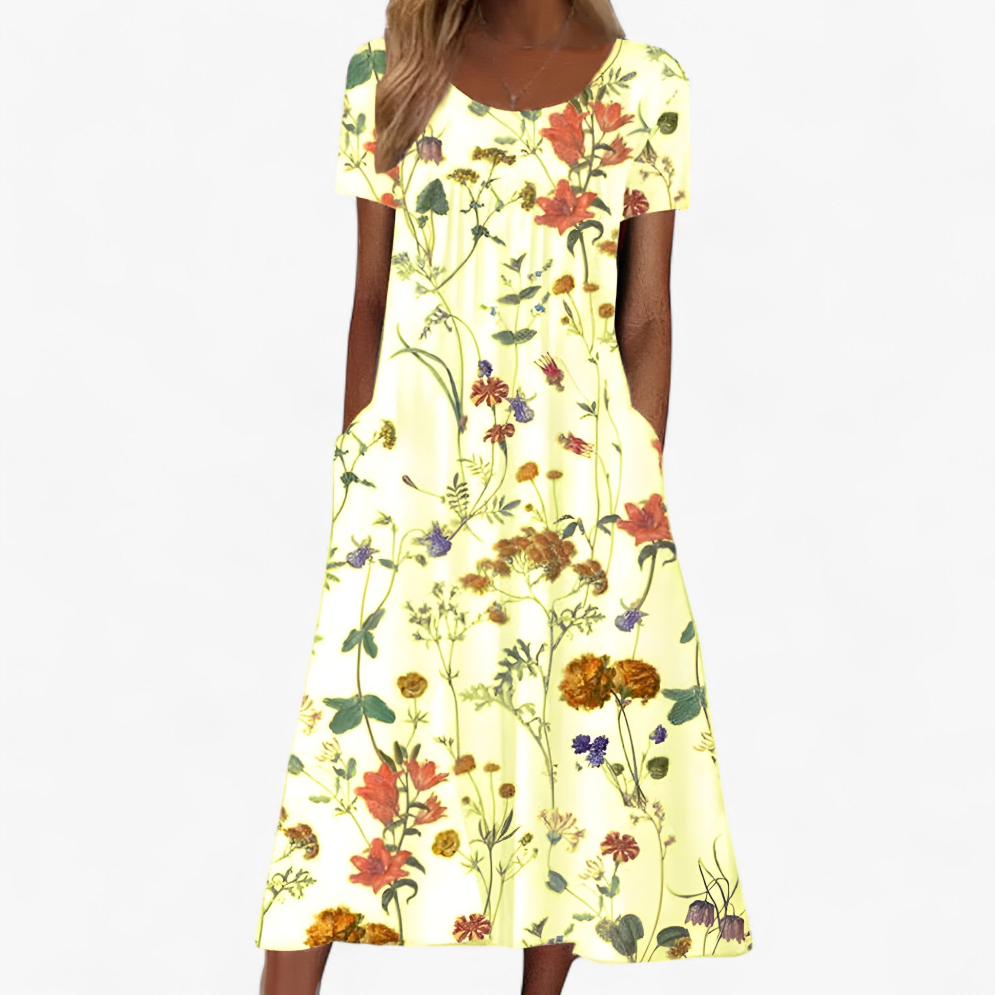 Isay | Boho blomsterkjole med badedragt - Gul - women's fashion - {{ product_tags }