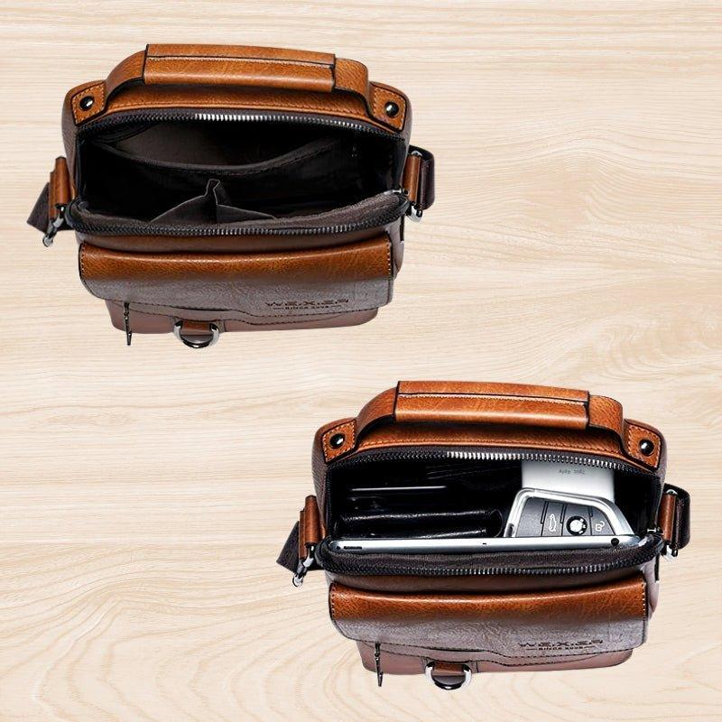 Ane | Mand Luxury Strap Taske i True Black Læder - Elegant og funktionel - - Borse - {{ product_tags }
