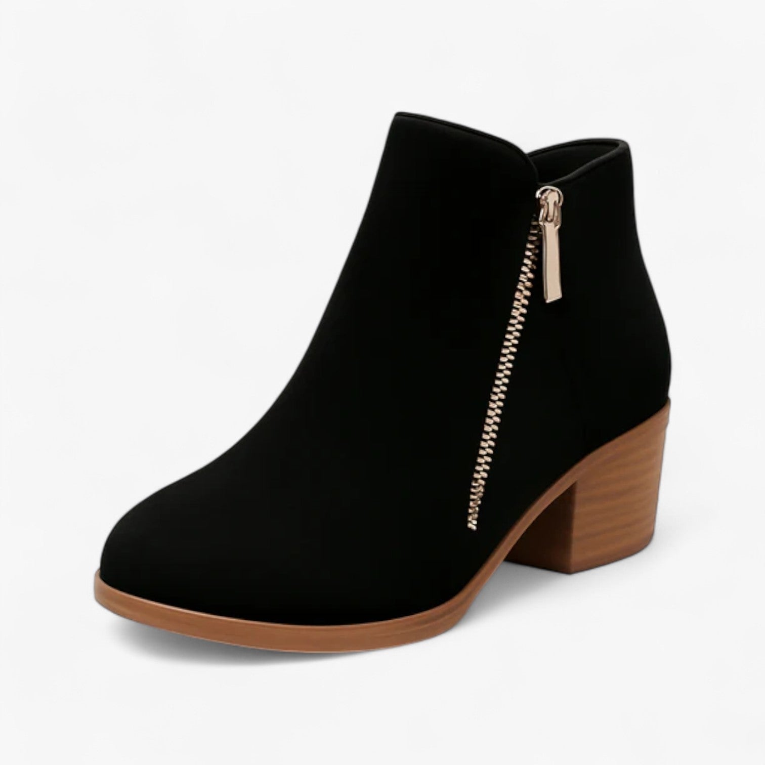 Bridget | Dame Ankelstøvler med Hæl i Ruskind - Sort - Kvinders Støvler - {{ product_tags }