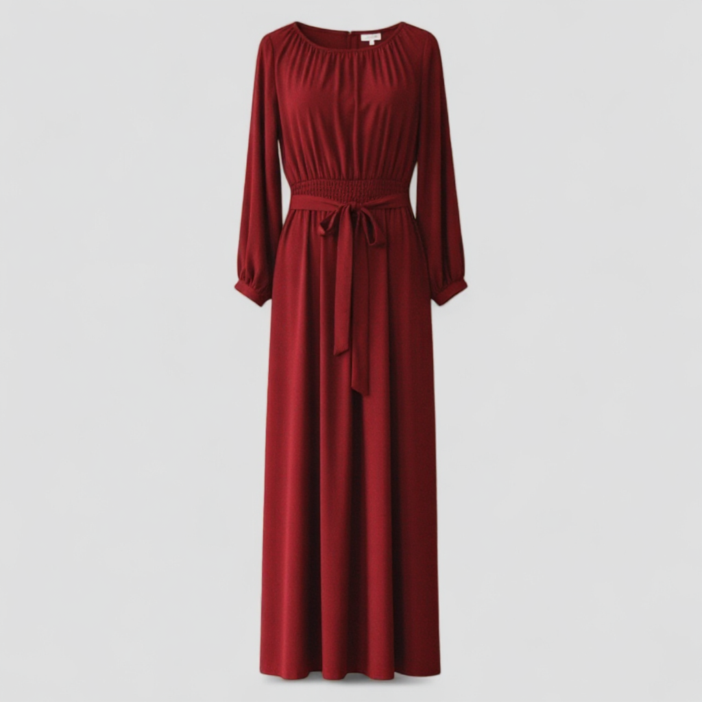 Clara | Elegant Maxikjole med bælte - Bourgogne - Clara | Elegant Maxikjole med bælte- €25 - {{ product_tags }