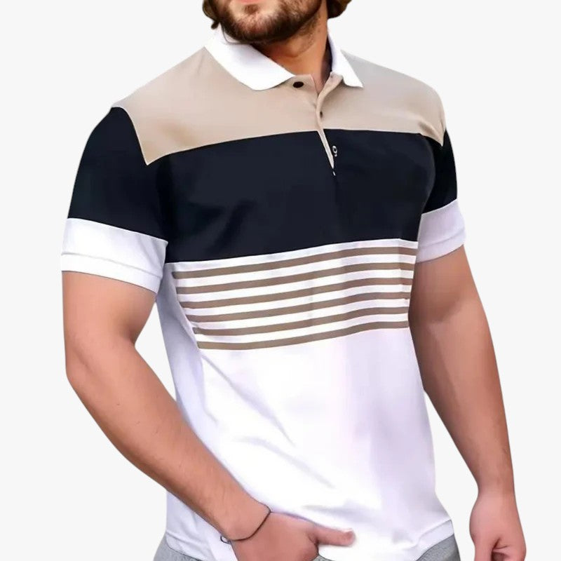 Lennard | Polotrøje med farveblok - Moderne stil og komfort - Khaki - men's fashion - {{ product_tags }