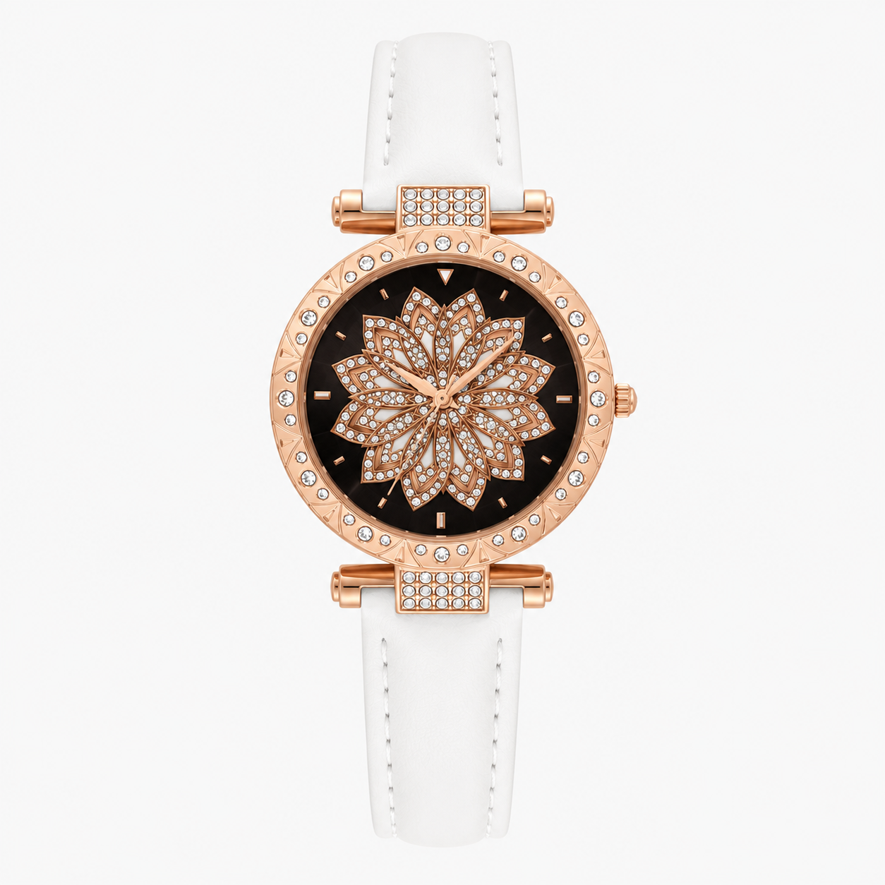 Yolanda | Candy Crystal Quartz dameur med læderrem - Hvid - watches - {{ product_tags }
