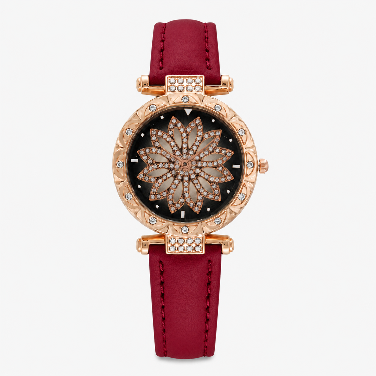 Yolanda | Candy Crystal Quartz dameur med læderrem - Rød - watches - {{ product_tags }