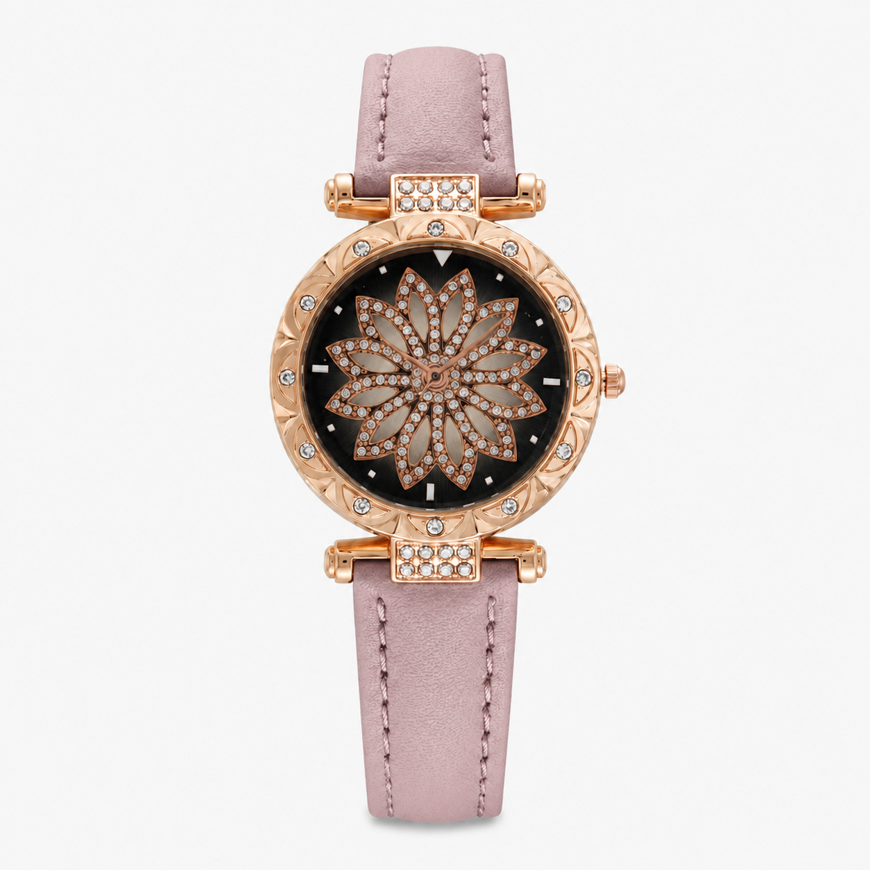 Yolanda | Candy Crystal Quartz dameur med læderrem - Beige - watches - {{ product_tags }