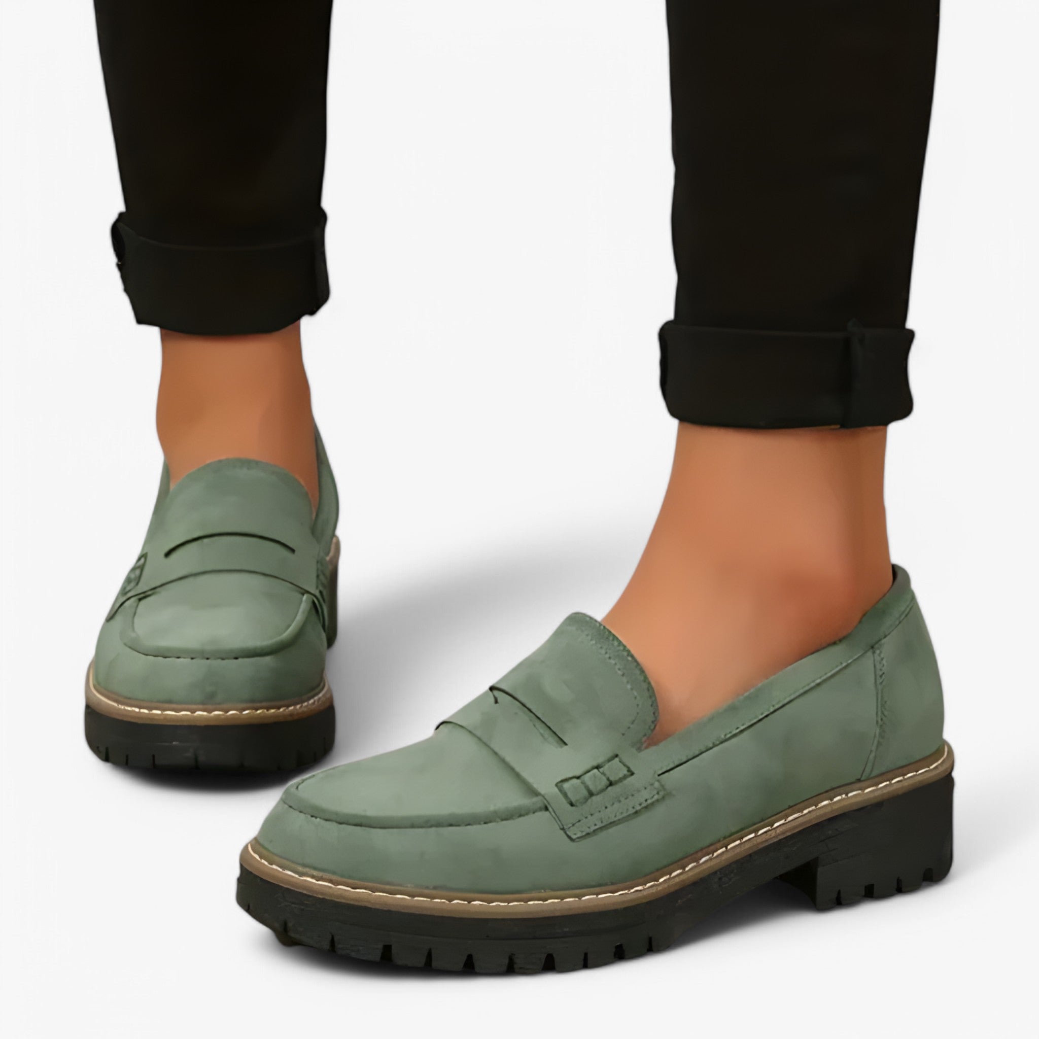 Flavia | Tykkede Mokkasiner til Kvinder - Grøn - women's fashion - {{ product_tags }