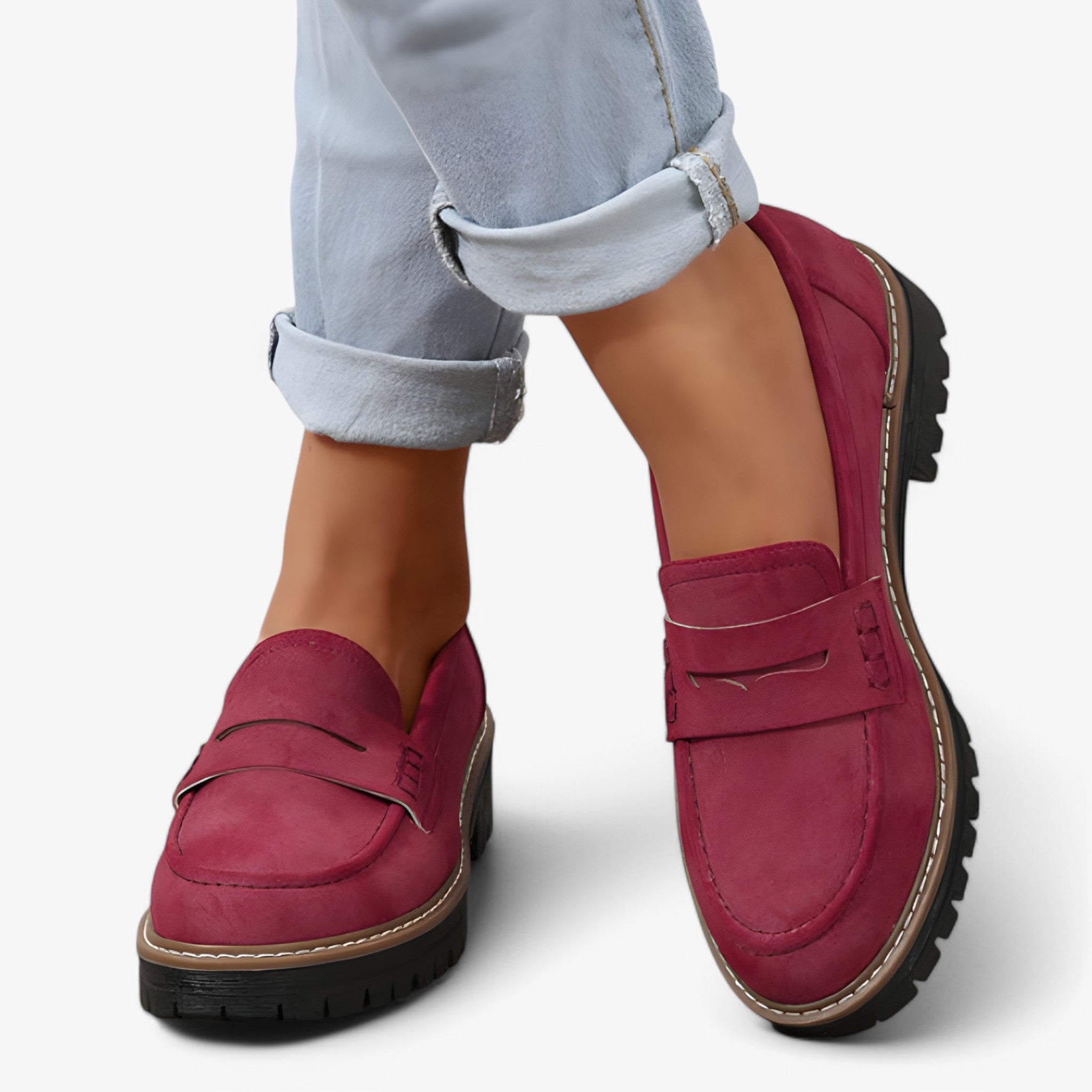Flavia | Tykkede Mokkasiner til Kvinder - Bordeaux - Flavia | Tykkede Mokkasiner til Kvinder - €25 - {{ product_tags }