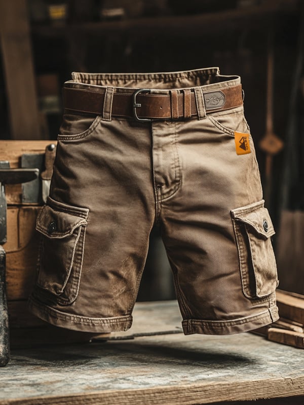 Herre Cargo Shorts - Robuste Bermuda til outdoor & hverdag - Khaki - Herre shorts - {{ product_tags }