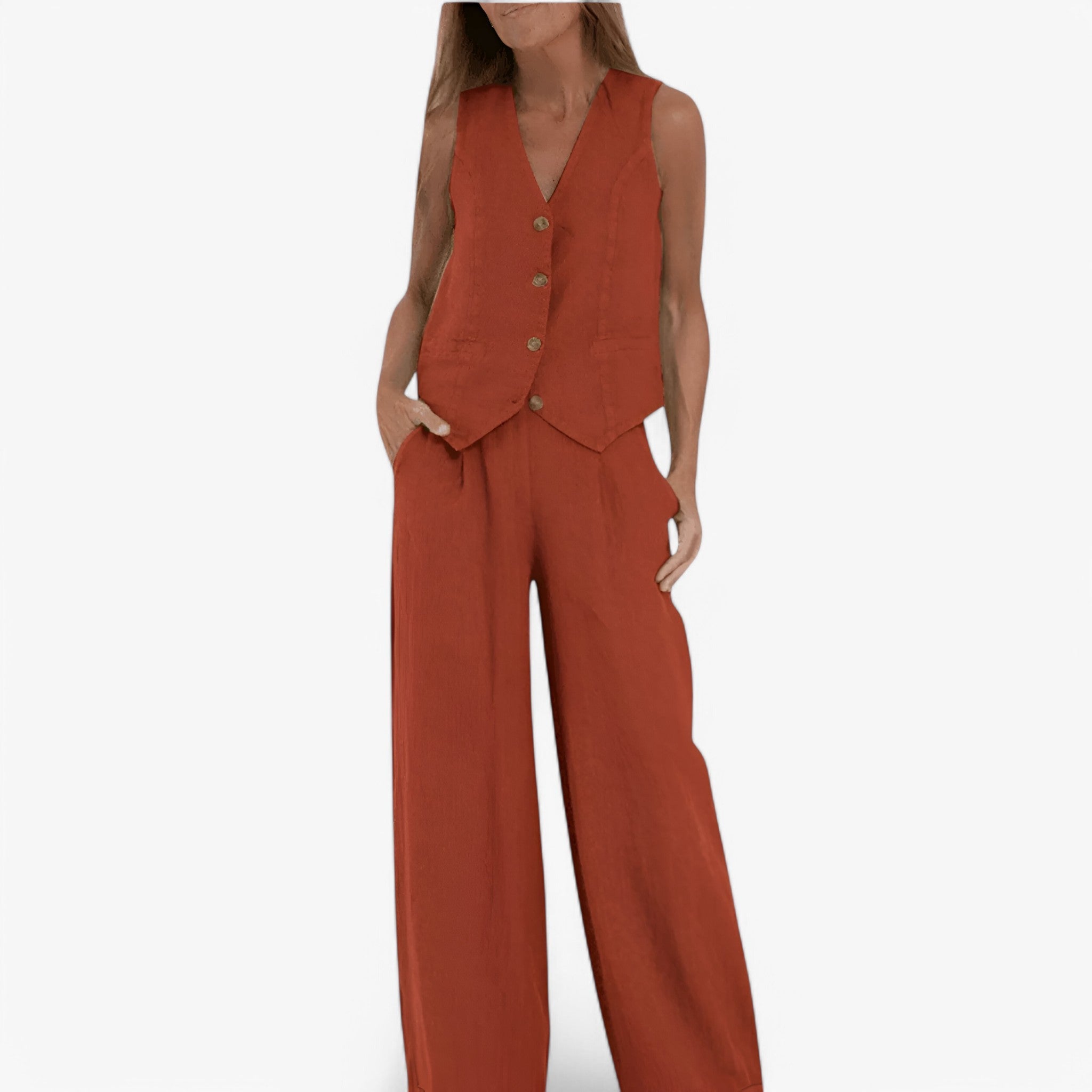 Lina | Ærmeløs vest (med gratis koordinerede bukser) - - women's fashion - {{ product_tags }