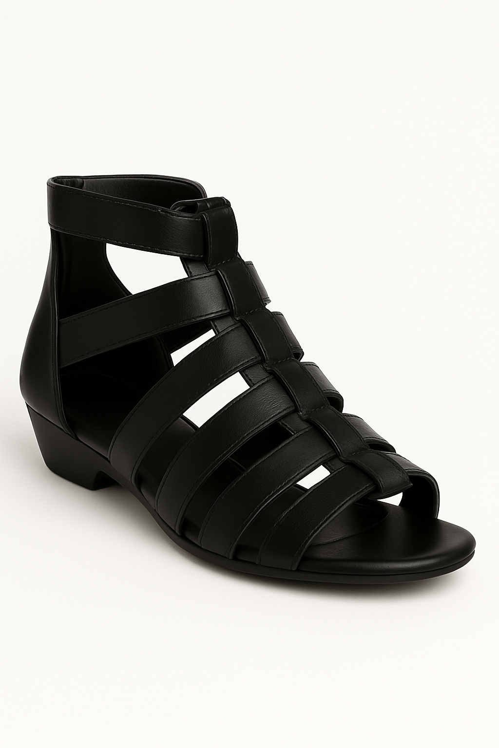 Mira | Gladiatorsandaler i eco-læder med baglæns lynlås - Sort - Mira | Gladiatorsandaler i eco-læder med baglæns lynlås - €25 - {{ product_tags }