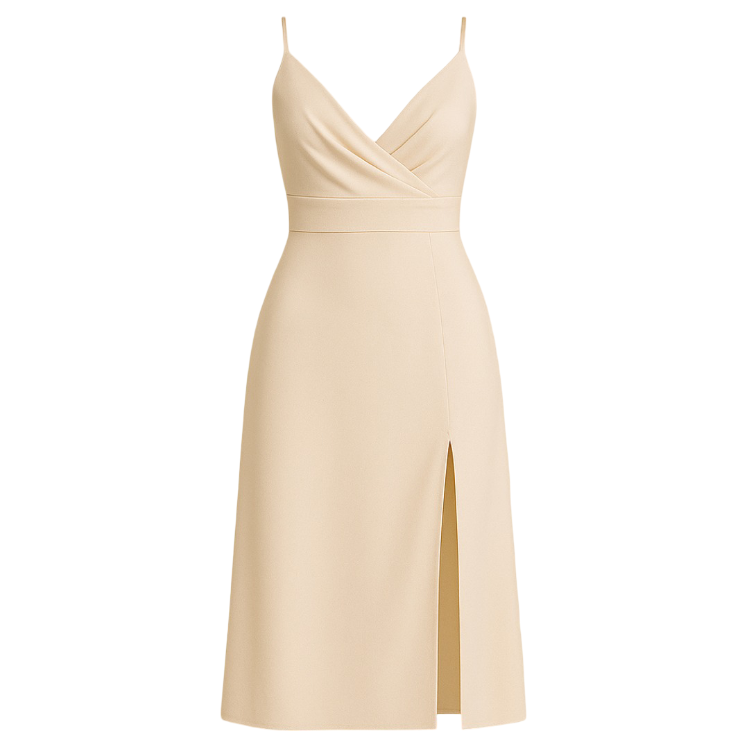 Felicity | Lang satin kjole hvor elegance møder moderne glamour - Kaki - women's fashion - {{ product_tags }