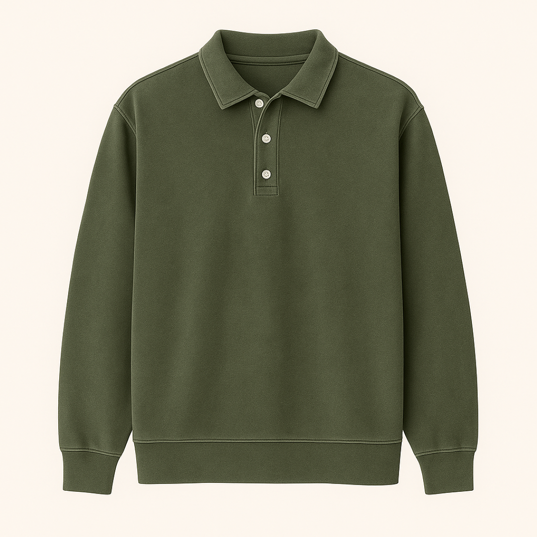 Leonardo | Vintage vaskede langærmede poloshirt - mørkegrøn - men's fashion - {{ product_tags }