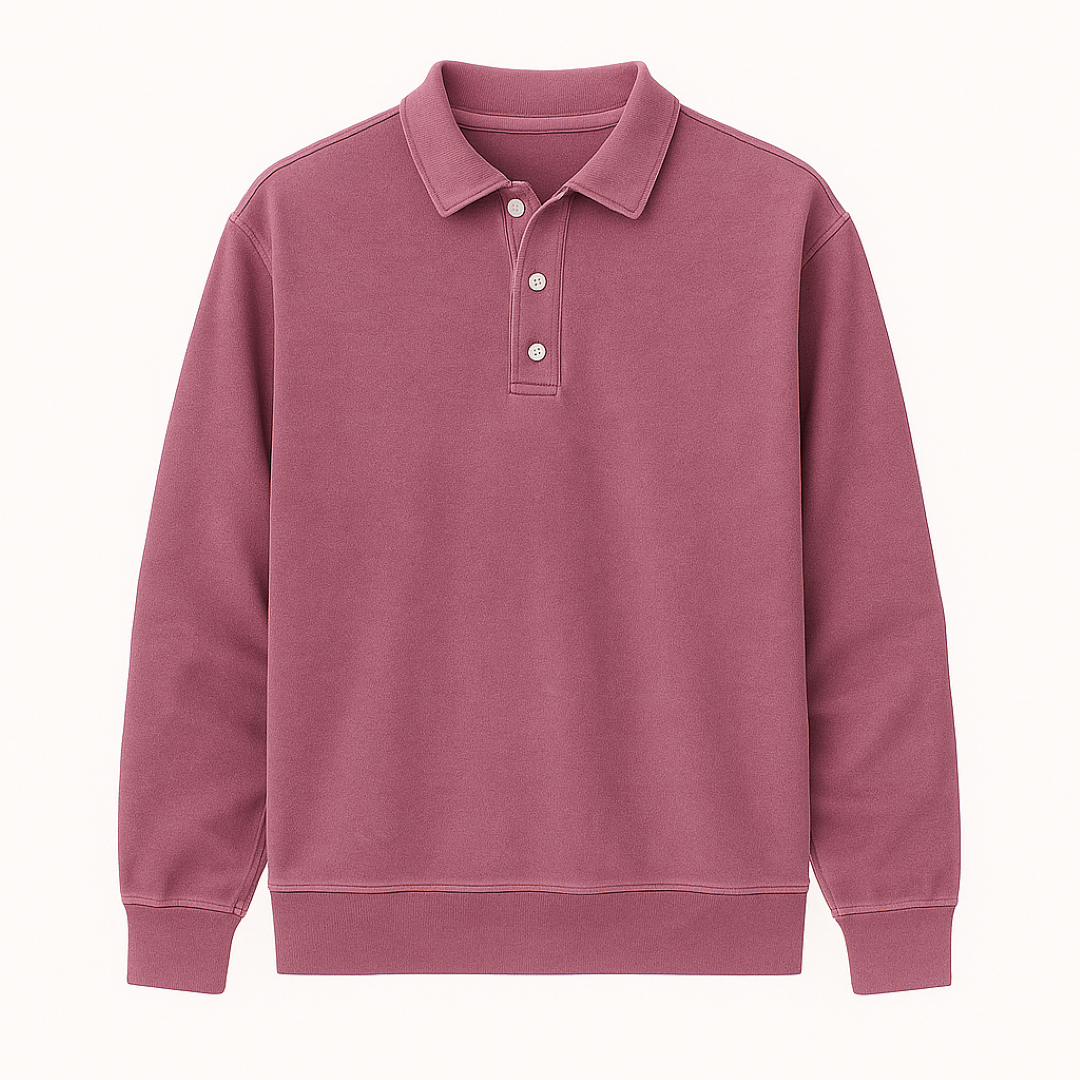 Leonardo | Vintage vaskede langærmede poloshirt - Lyserød - men's fashion - {{ product_tags }