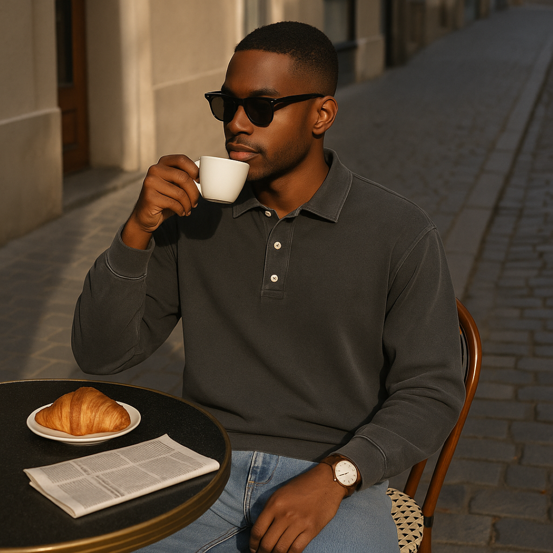 Leonardo | Vintage vaskede langærmede poloshirt - - men's fashion - {{ product_tags }