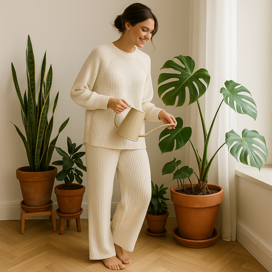 Eliza | Hyggeligt ribbet loungesæt - - women's fashion - {{ product_tags }