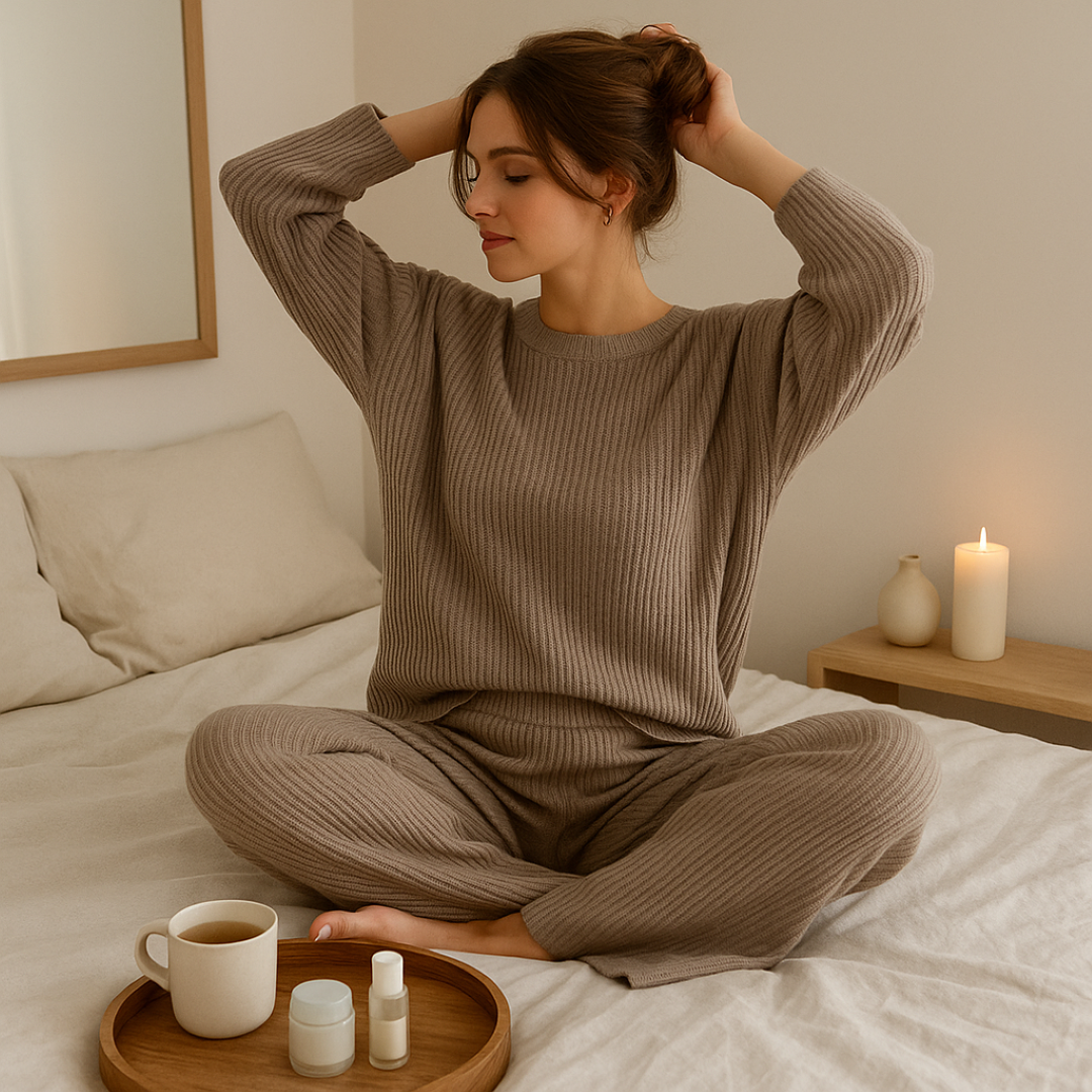 Eliza | Hyggeligt ribbet loungesæt - - women's fashion - {{ product_tags }