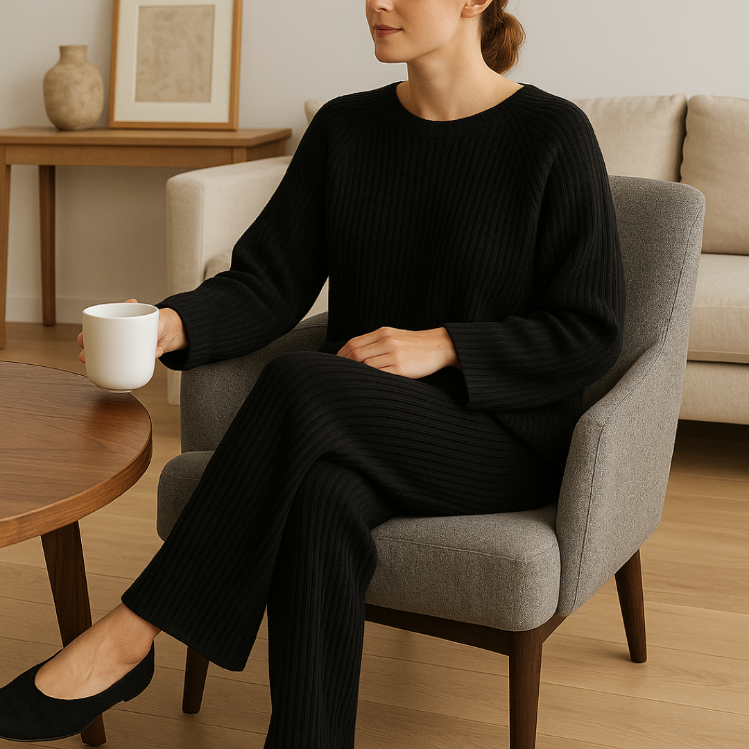Eliza | Hyggeligt ribbet loungesæt - - women's fashion - {{ product_tags }
