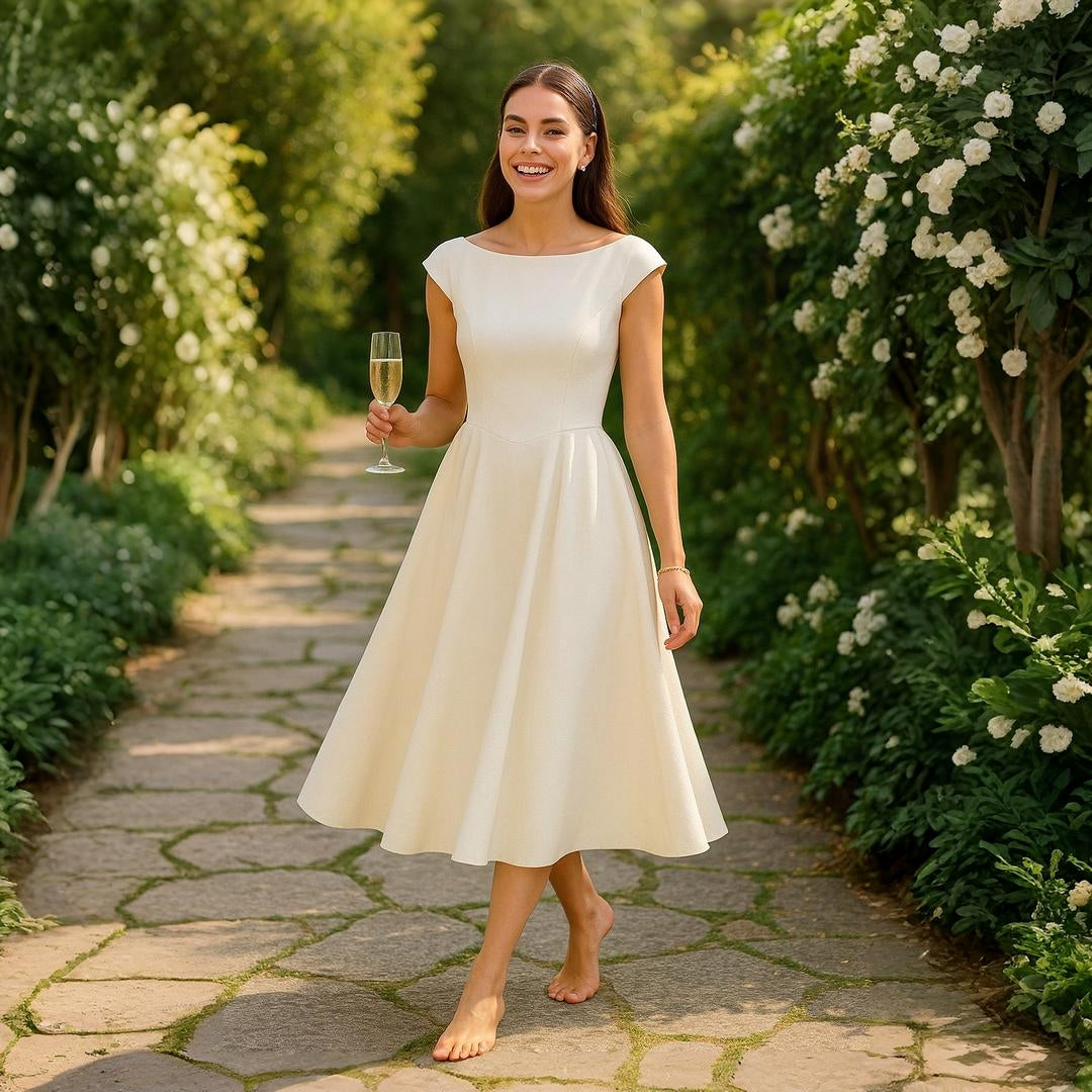 Valentina – Elegant sort midi-kjole med åben ryg - - women's fashion - {{ product_tags }