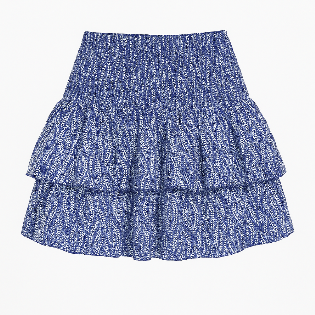 Savannah | Boho-Miniröcke mit hoher Taille - Mørkeblå blade - women's fashion - {{ product_tags }