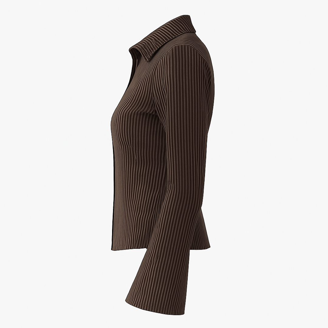 Katia | Snævert siddende stribet blusesskjorte med vide ærmer - - women's fashion - {{ product_tags }