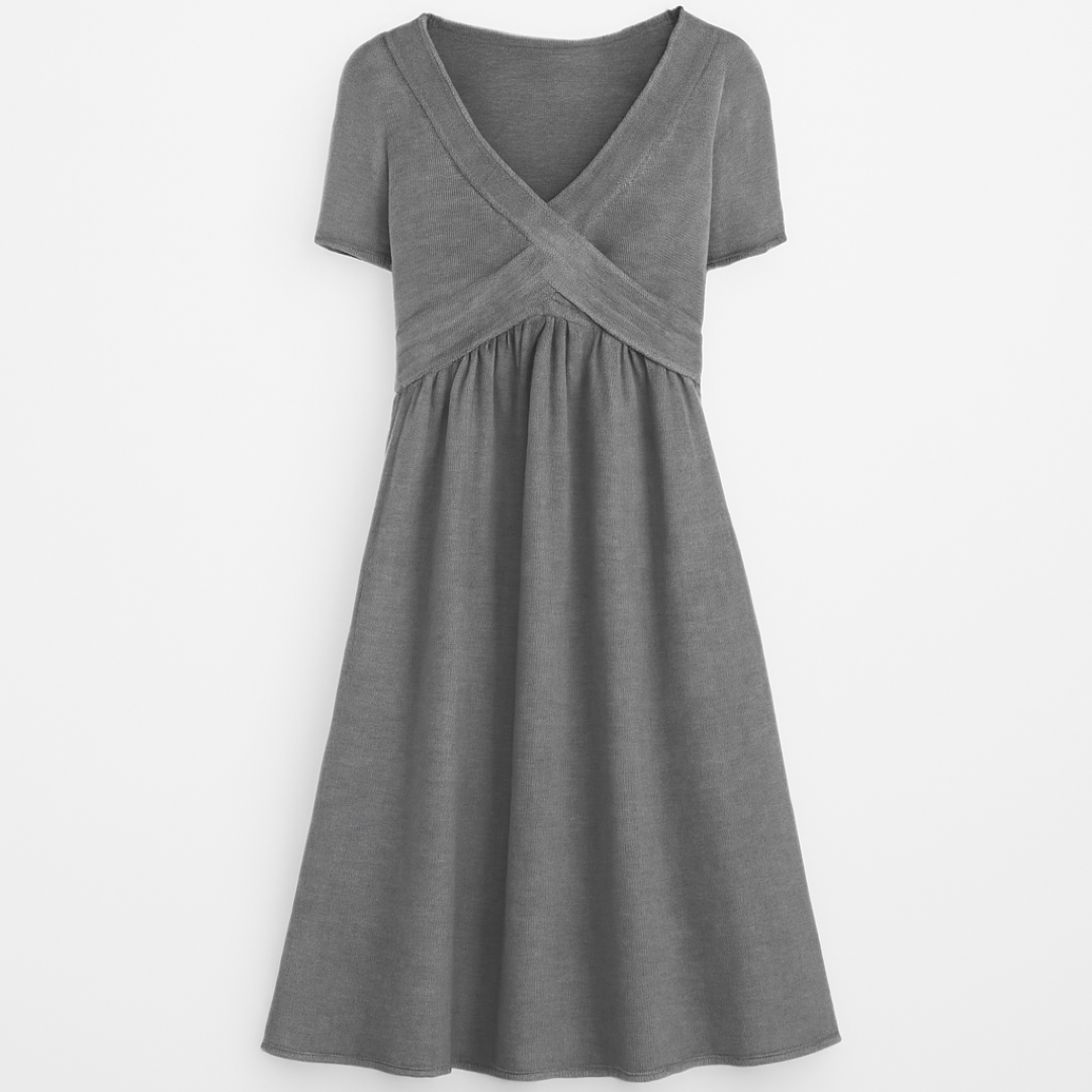 Dalia | Lockeret Wickelkjole: enkel elegance til enhver lejlighed - Grå - women's fashion - {{ product_tags }