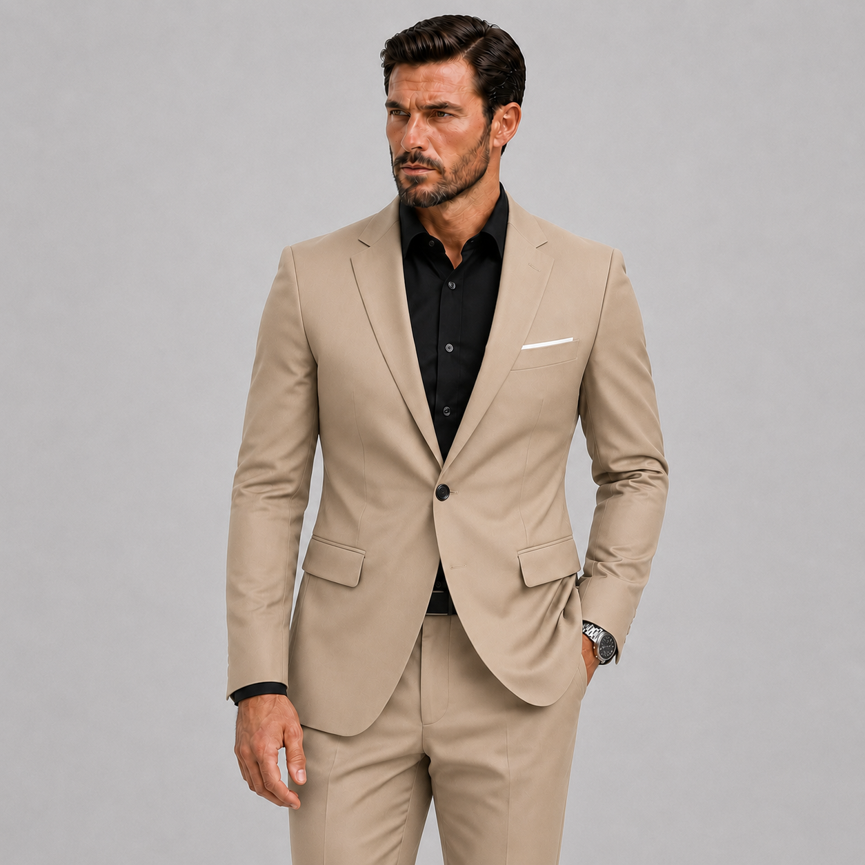 Elegant Slim-Fit Herrejakkesæt til Bryllup og Formelle Anledninger