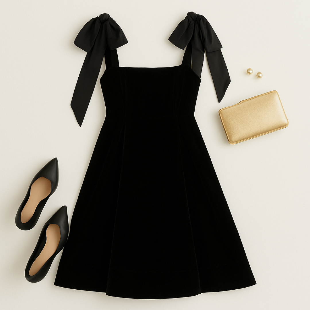 Aurelia | Midi kjole med velourbånd og sløjfe - - women's fashion - {{ product_tags }