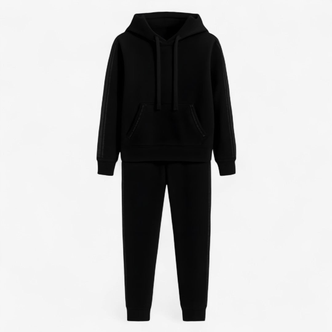Annika | Sæt med hættetrøje og glitrende elementer - Schwarz - women's fashion - {{ product_tags }