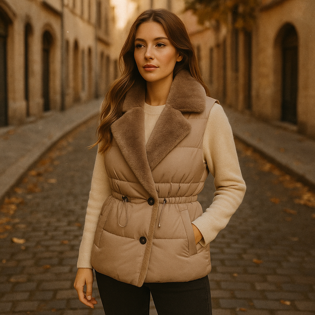 Alex | Polstret vest med fyld og syntetisk pelskrave – Justerbar talje, til koldt vejr - - winter - {{ product_tags }