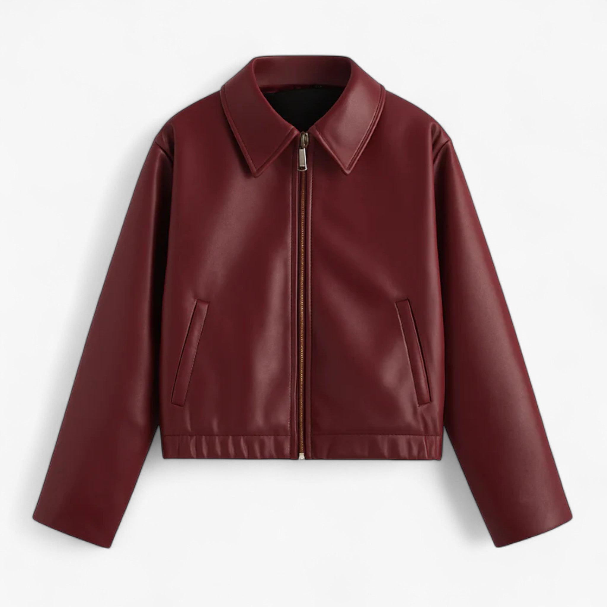 Nina | Læderjakke med urbant og raffineret stil - Bordeaux Rød - women's fashion - {{ product_tags }