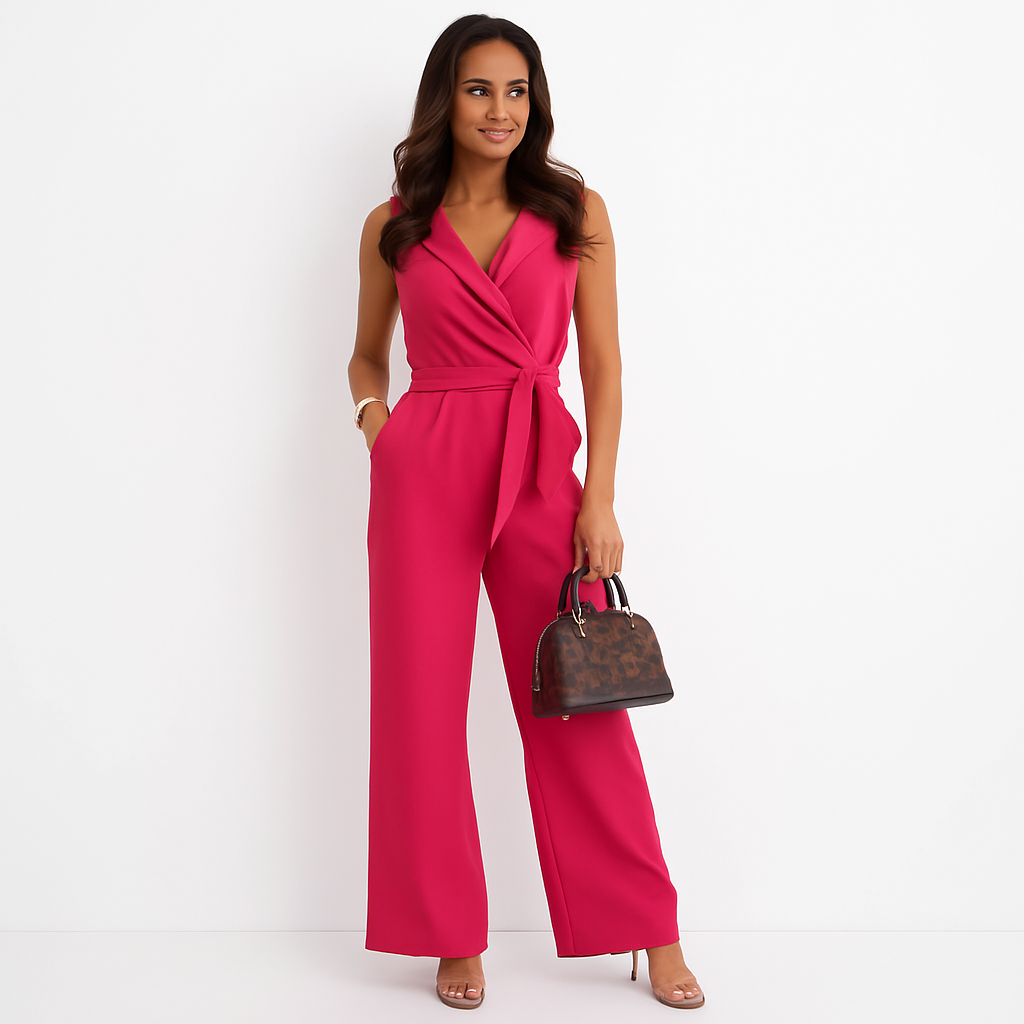 Sofia – Elegant ærmeløs jumpsuit med brede ben og bælte - - women's fashion - {{ product_tags }