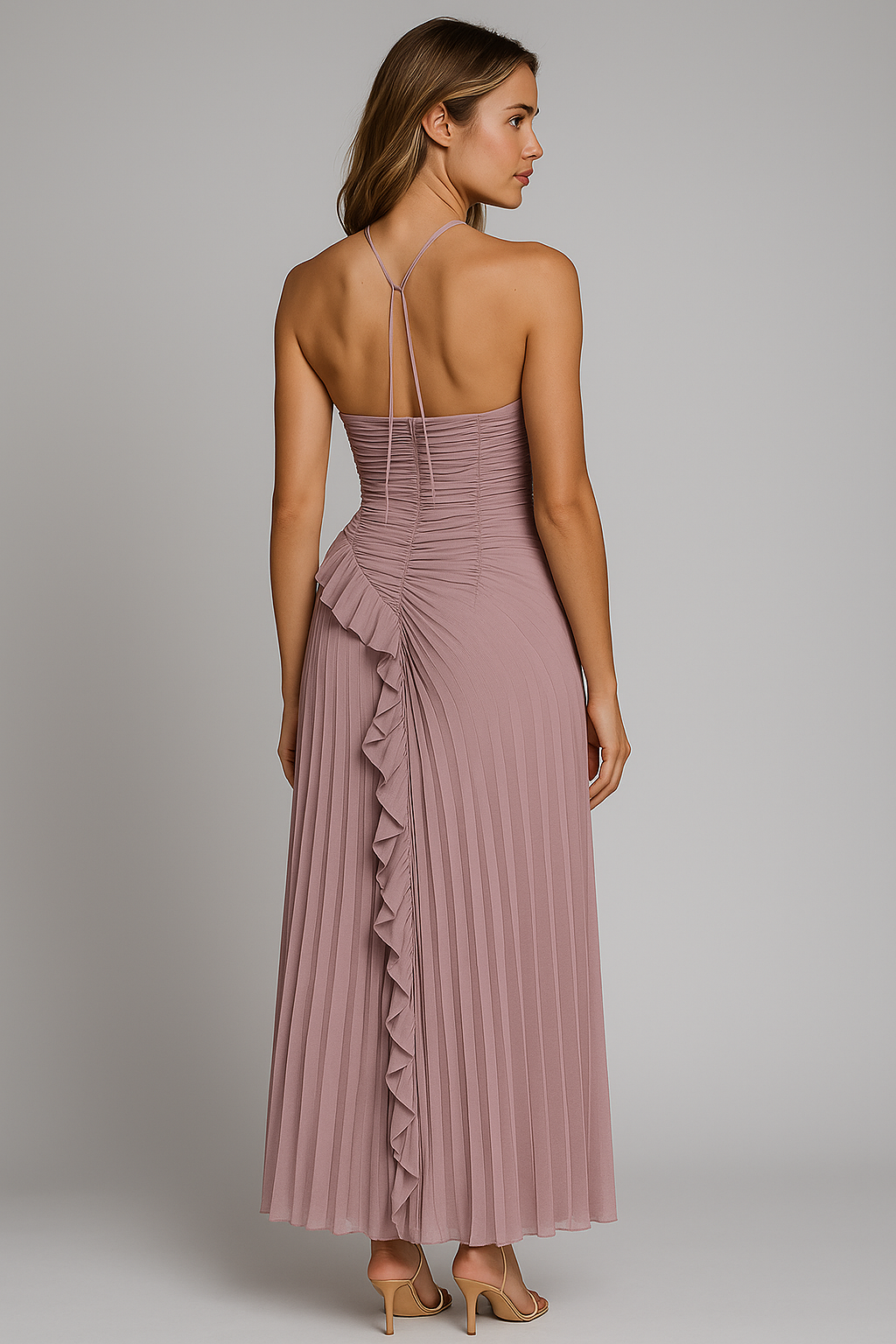 Aurelia | Enkeltsides kjole med plisseret flæse - - women's fashion - {{ product_tags }