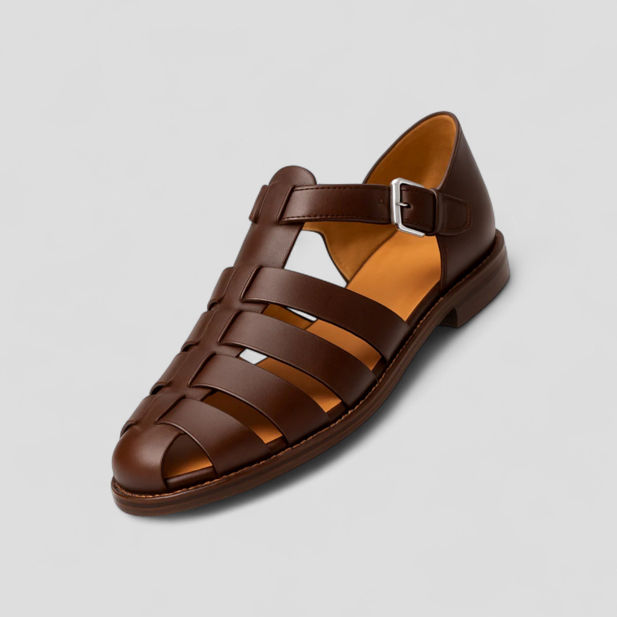 Ella | Sandaler Mand Classici Neri in Vera Læder, Comodi med Fibbia Regolabile e Traspiranti