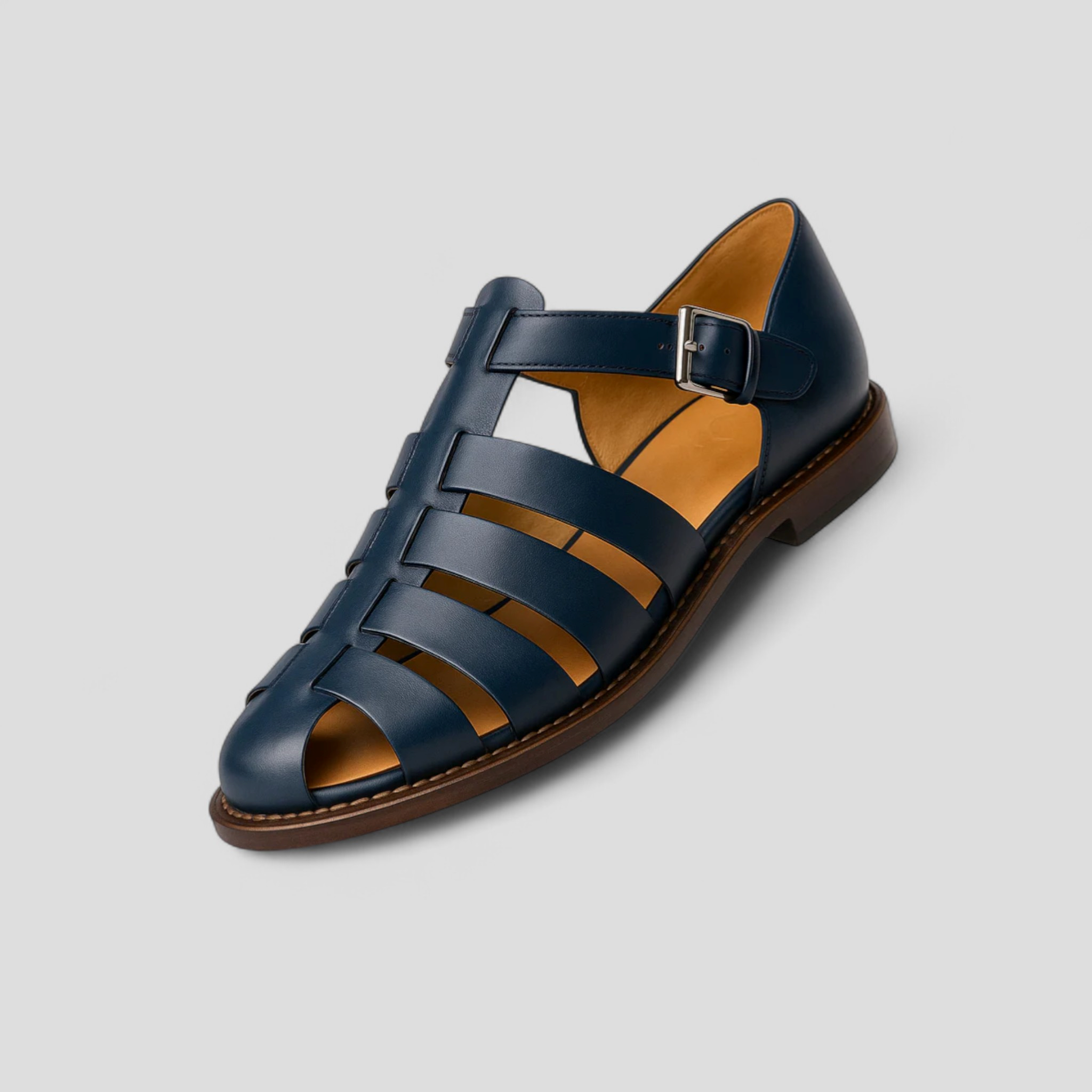 Ella | Sandaler Mand Classici Neri in Vera Læder, Comodi med Fibbia Regolabile e Traspiranti