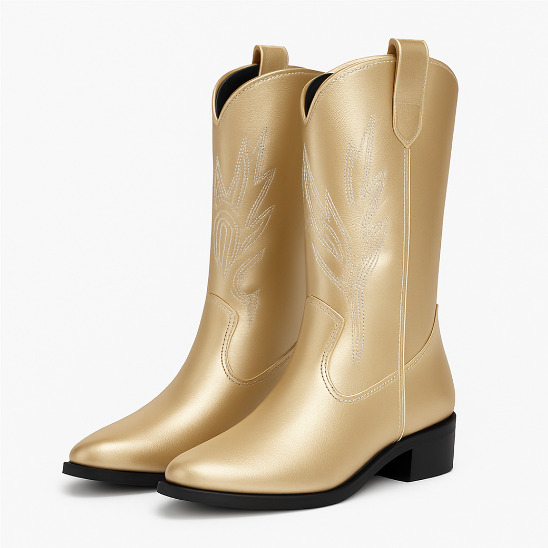 Rosana | Metalliserede cowboystøvler - Guld - Rosana | Metalliserede cowboystøvler - €25 - {{ product_tags }
