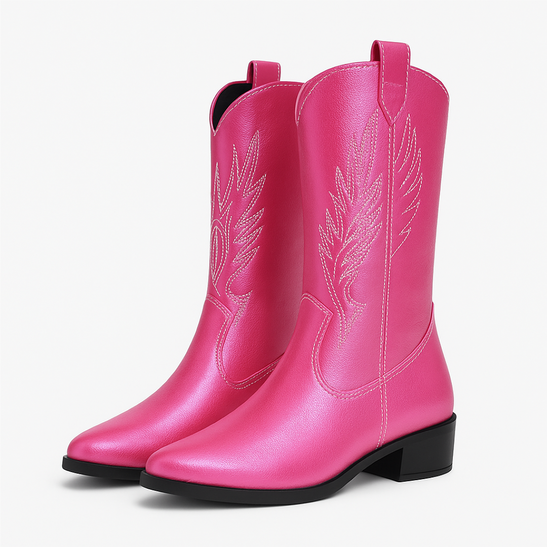 Rosana | Metalliserede cowboystøvler - Rød - Rosana | Metalliserede cowboystøvler - €25 - {{ product_tags }