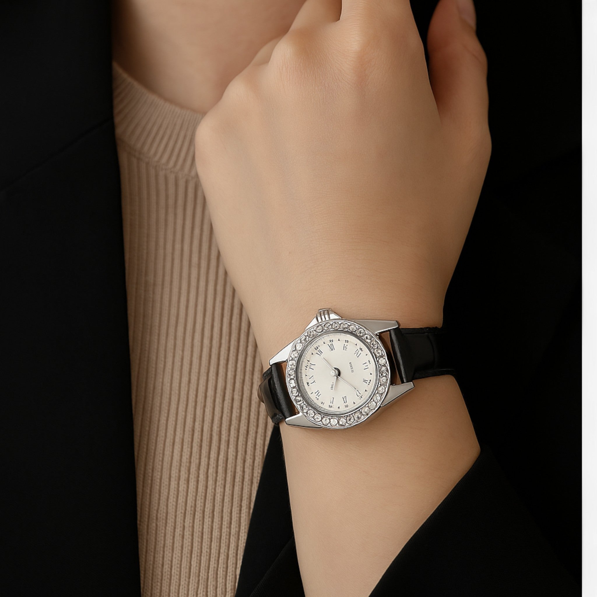 Gemma | Grønt læderur med funklende diamanter - - watches - {{ product_tags }