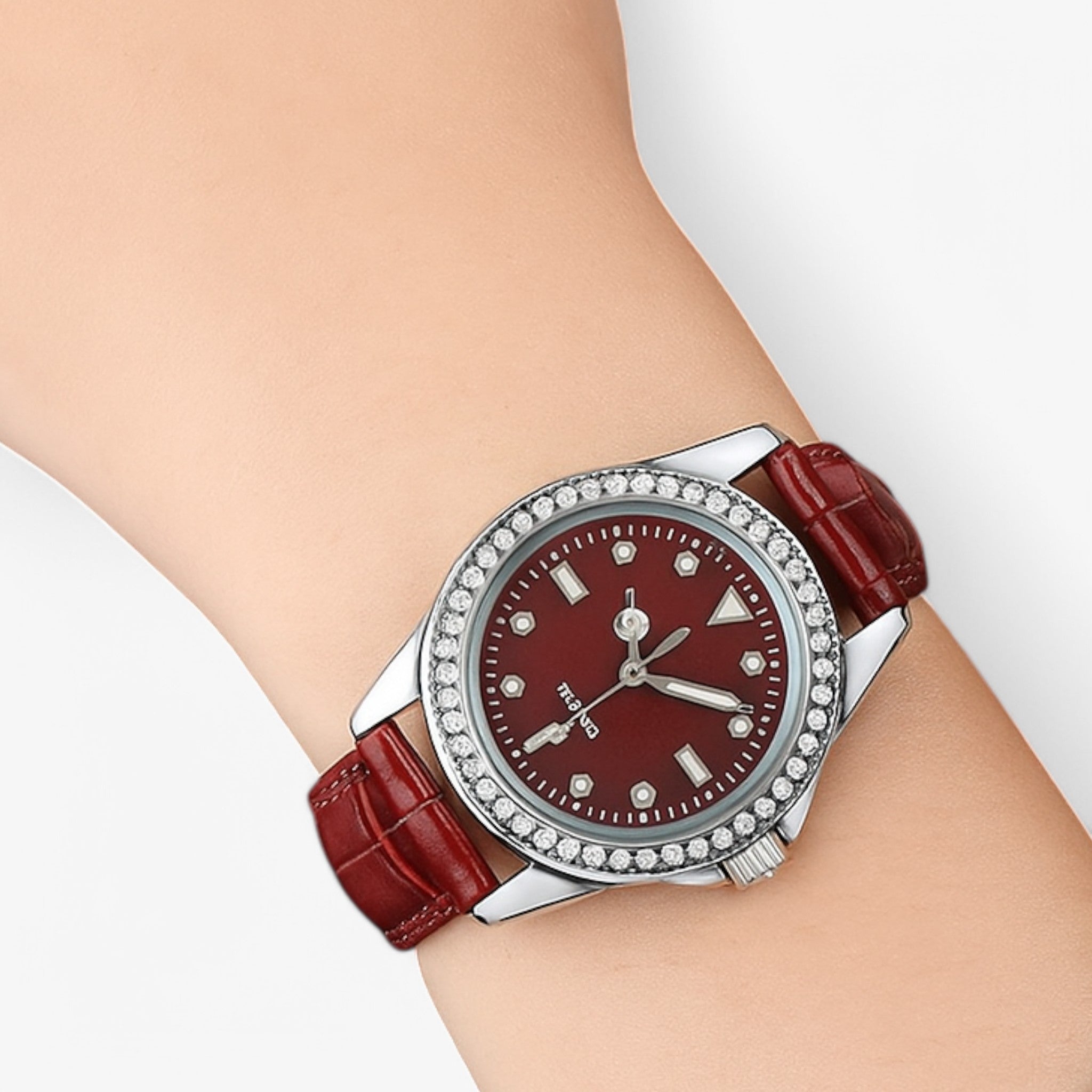 Gemma | Grønt læderur med funklende diamanter - - watches - {{ product_tags }