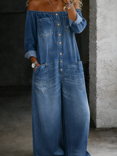 Elena | Off Shoulder Langærmet Jumpsuit