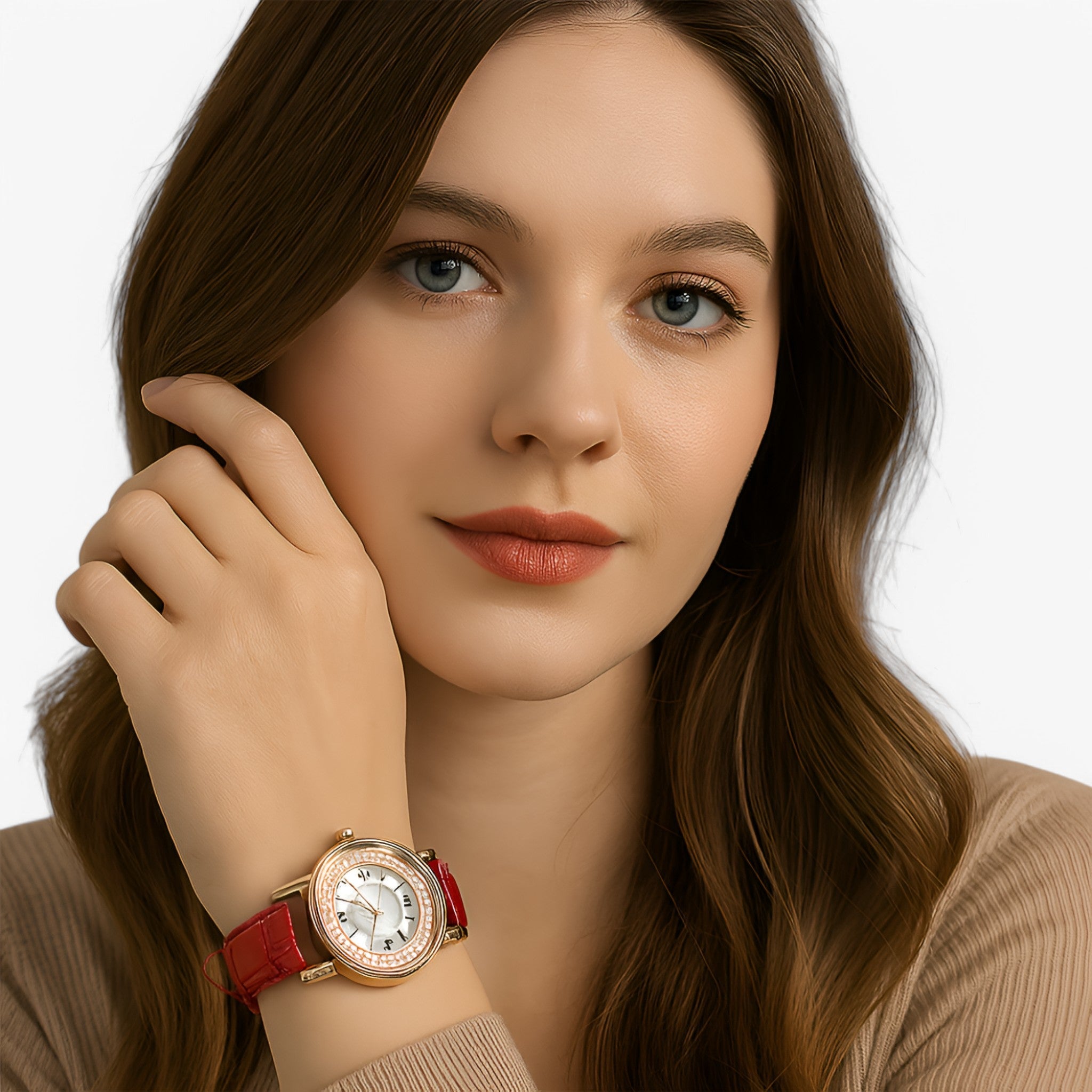 Vera | Dameur i læder med glitrende urskive med strass - - watches - {{ product_tags }