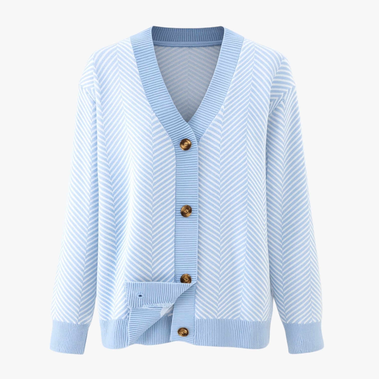 Rebecca | Kvinde V-hals cardigan - Let og elegant til efteråret - Gratis Lyseblå - Rebecca | Kvinde V-hals cardigan - Let og elegant til efteråret - €25 - {{ product_tags }